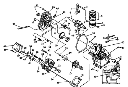 Engine Long Block Diagram and Parts List for 9803-1-MC  Briggs and Stratton Generator